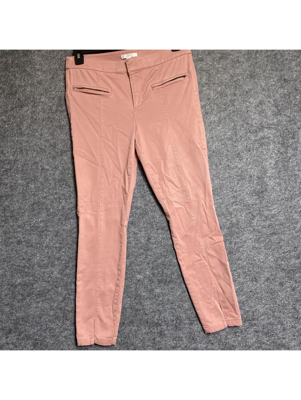 Loft Pants Women’s Pink Salmon Size 8 Soft Casual  Skinny Leg